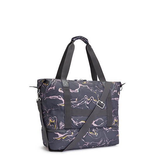 Kipling Art M Weekender Printed Tote Tassen Grijs | BE 1758IL